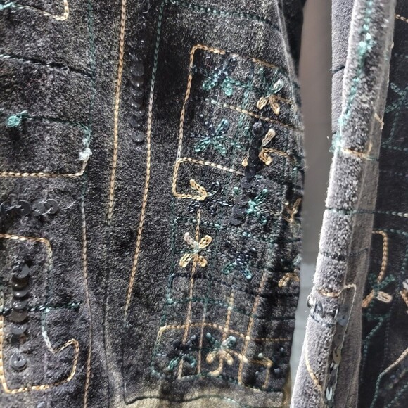 Chicos Black Embroidered With Sequins Full Zip Jacket Womens Size 1 - Picture 2 of 8